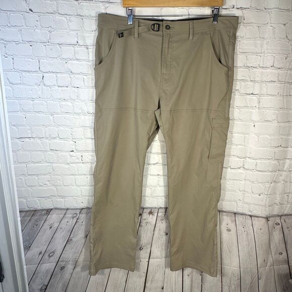 Prana Zion Pants Mens 40 Brown Breathe Stretch Nylon Pants Hiking Outdoors L32 - Picture 1 of 11
